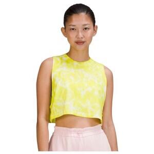Lululemon All Yours Cropped Cotton Tank, Eccentric Lime Tie Dye, Size 12, NWT